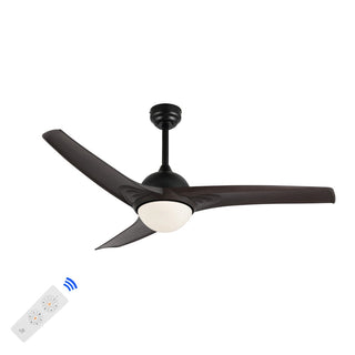 Sully 52" Contemporary Industrial Iron/Plastic Mobile-App/Remote-Controlled 6-Speed Propeller Integrated LED Ceiling Fan - JONATHAN Y