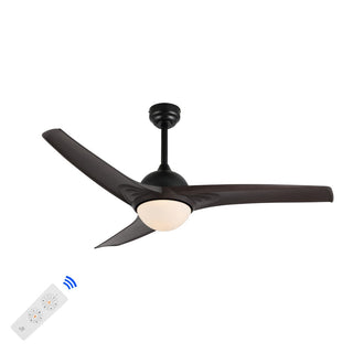 Sully 52" Contemporary Industrial Iron/Plastic Mobile-App/Remote-Controlled 6-Speed Propeller Integrated LED Ceiling Fan