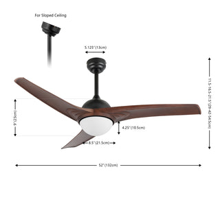 Sully 52" Contemporary Industrial Iron/Plastic Mobile-App/Remote-Controlled 6-Speed Propeller Integrated LED Ceiling Fan