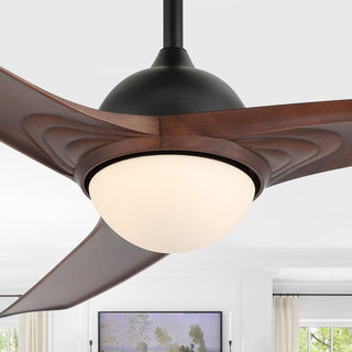 Sully 52" Contemporary Industrial Iron/Plastic Mobile-App/Remote-Controlled 6-Speed Propeller Integrated LED Ceiling Fan