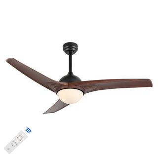 Sully 52" Contemporary Industrial Iron/Plastic Mobile-App/Remote-Controlled 6-Speed Propeller Integrated LED Ceiling Fan