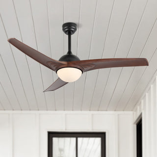 Sully 52" Contemporary Industrial Iron/Plastic Mobile-App/Remote-Controlled 6-Speed Propeller Integrated LED Ceiling Fan