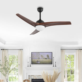 Sully 52" Contemporary Industrial Iron/Plastic Mobile-App/Remote-Controlled 6-Speed Propeller Integrated LED Ceiling Fan