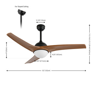 Sully 52" Contemporary Industrial Iron/Plastic Mobile-App/Remote-Controlled 6-Speed Propeller Integrated LED Ceiling Fan