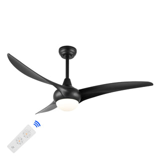 Aviator 52" Coastal Vintage Iron/Plastic Mobile-App/Remote-Controlled 6-Speed Retro Swirl Integrated LED Ceiling Fan - JONATHAN Y