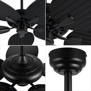 Raffles 52" Bohemian Industrial Iron/Plastic Mobile-App/Remote-Controlled 6-Speed Palm Blade Ceiling Fan - JONATHAN Y