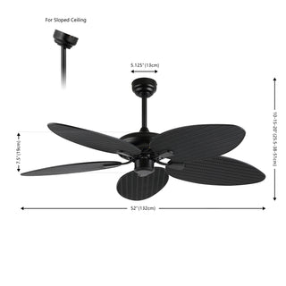 Raffles 52" Bohemian Industrial Iron/Plastic Mobile-App/Remote-Controlled 6-Speed Palm Blade Ceiling Fan - JONATHAN Y