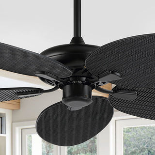 Raffles 52" Bohemian Industrial Iron/Plastic Mobile-App/Remote-Controlled 6-Speed Palm Blade Ceiling Fan - JONATHAN Y