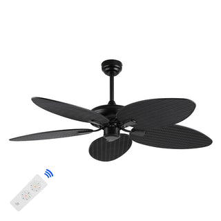 Raffles 52" Bohemian Industrial Iron/Plastic Mobile-App/Remote-Controlled 6-Speed Palm Blade Ceiling Fan - JONATHAN Y