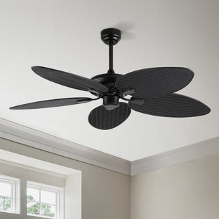 Raffles 52" Bohemian Industrial Iron/Plastic Mobile-App/Remote-Controlled 6-Speed Palm Blade Ceiling Fan - JONATHAN Y