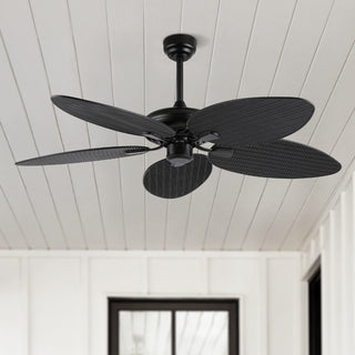 Raffles 52" Bohemian Industrial Iron/Plastic Mobile-App/Remote-Controlled 6-Speed Palm Blade Ceiling Fan - JONATHAN Y
