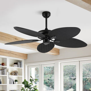 Raffles 52" Bohemian Industrial Iron/Plastic Mobile-App/Remote-Controlled 6-Speed Palm Blade Ceiling Fan - JONATHAN Y
