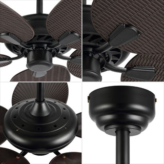 Raffles 52" Bohemian Industrial Iron/Plastic Mobile-App/Remote-Controlled 6-Speed Palm Blade Ceiling Fan - JONATHAN Y