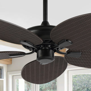 Raffles 52" Bohemian Industrial Iron/Plastic Mobile-App/Remote-Controlled 6-Speed Palm Blade Ceiling Fan - JONATHAN Y