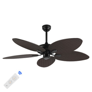 Raffles 52" Bohemian Industrial Iron/Plastic Mobile-App/Remote-Controlled 6-Speed Palm Blade Ceiling Fan - JONATHAN Y