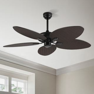 Raffles 52" Bohemian Industrial Iron/Plastic Mobile-App/Remote-Controlled 6-Speed Palm Blade Ceiling Fan - JONATHAN Y