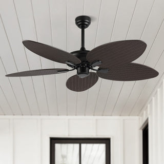 Raffles 52" Bohemian Industrial Iron/Plastic Mobile-App/Remote-Controlled 6-Speed Palm Blade Ceiling Fan - JONATHAN Y