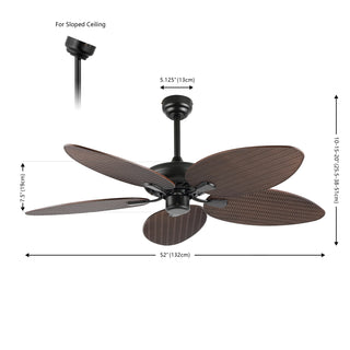 Raffles 52" Bohemian Industrial Iron/Plastic Mobile-App/Remote-Controlled 6-Speed Palm Blade Ceiling Fan - JONATHAN Y