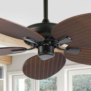 Raffles 52" Bohemian Industrial Iron/Plastic Mobile-App/Remote-Controlled 6-Speed Palm Blade Ceiling Fan - JONATHAN Y