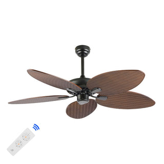 Raffles 52" Bohemian Industrial Iron/Plastic Mobile-App/Remote-Controlled 6-Speed Palm Blade Ceiling Fan - JONATHAN Y