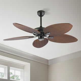 Raffles 52" Bohemian Industrial Iron/Plastic Mobile-App/Remote-Controlled 6-Speed Palm Blade Ceiling Fan - JONATHAN Y