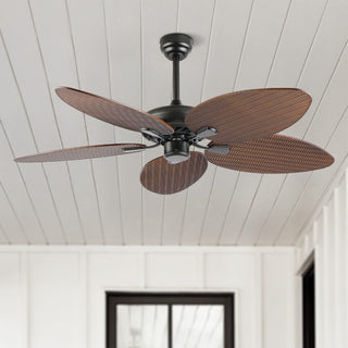 Raffles 52" Bohemian Industrial Iron/Plastic Mobile-App/Remote-Controlled 6-Speed Palm Blade Ceiling Fan - JONATHAN Y