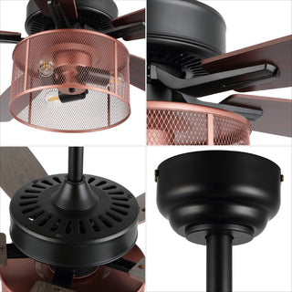 Max 52"  Farmhouse Industrial Iron/Wood Mobile-App/Remote-Controlled LED Ceiling Fan - JONATHAN Y
