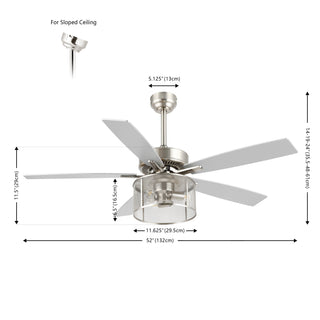 Max 52"  Farmhouse Industrial Iron/Wood Mobile-App/Remote-Controlled LED Ceiling Fan