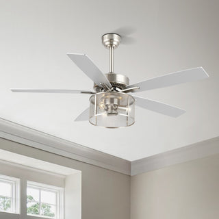 Max 52"  Farmhouse Industrial Iron/Wood Mobile-App/Remote-Controlled LED Ceiling Fan - JONATHAN Y