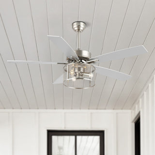 Max 52"  Farmhouse Industrial Iron/Wood Mobile-App/Remote-Controlled LED Ceiling Fan