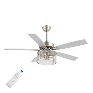 Max 52"  Farmhouse Industrial Iron/Wood Mobile-App/Remote-Controlled LED Ceiling Fan - JONATHAN Y