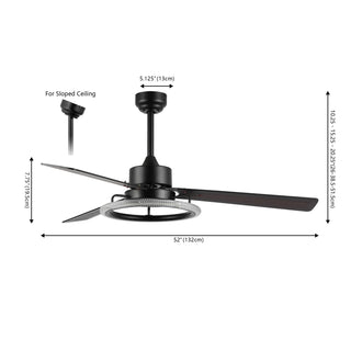 Remy 52" Modern Industrial Iron/Acrylic/Wood Remote-Controlled 6-Speed Integrated LED Ceiling Fan - JONATHAN Y