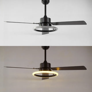 Remy 52" Modern Industrial Iron/Acrylic/Wood Remote-Controlled 6-Speed Integrated LED Ceiling Fan - JONATHAN Y