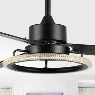 Remy 52" Modern Industrial Iron/Acrylic/Wood Remote-Controlled 6-Speed Integrated LED Ceiling Fan - JONATHAN Y