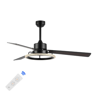 Remy 52" Modern Industrial Iron/Acrylic/Wood Remote-Controlled 6-Speed Integrated LED Ceiling Fan - JONATHAN Y