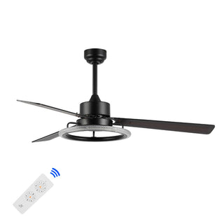 Remy 52" Modern Industrial Iron/Acrylic/Wood Remote-Controlled 6-Speed Integrated LED Ceiling Fan - JONATHAN Y