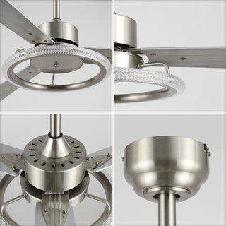 Remy 52" Modern Industrial Iron/Acrylic/Wood Remote-Controlled 6-Speed Integrated LED Ceiling Fan - JONATHAN Y