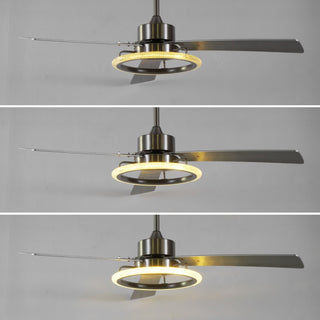 Remy 52" Modern Industrial Iron/Acrylic/Wood Remote-Controlled 6-Speed Integrated LED Ceiling Fan - JONATHAN Y