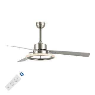 Remy 52" Modern Industrial Iron/Acrylic/Wood Remote-Controlled 6-Speed Integrated LED Ceiling Fan - JONATHAN Y