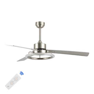 Remy 52" Modern Industrial Iron/Acrylic/Wood Remote-Controlled 6-Speed Integrated LED Ceiling Fan - JONATHAN Y