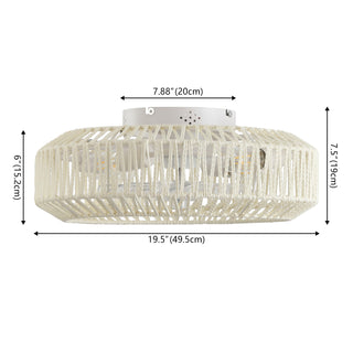 Rowan 19.5" 4-Light Modern Bohemian 6-Speed Metal/Rattan Mobile-App/Remote-Controlled Lantern LED Ceiling Fan - JONATHAN Y