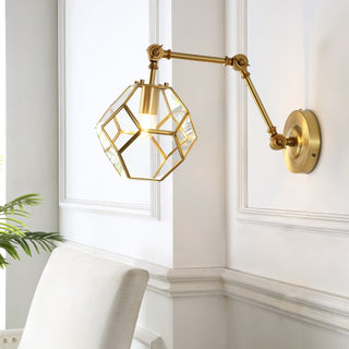 Honeycomb 7.5"  Modern Contemporary Arm-Adjustable Iron/Glass LED Sconce - JONATHAN Y