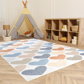 Dila Modern Hearts Geometric Machine-washable Area Rug - JONATHAN Y