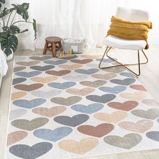 Dila Modern Hearts Geometric Machine-washable Area Rug - JONATHAN Y