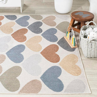 Dila Modern Hearts Geometric Machine-washable Area Rug - JONATHAN Y