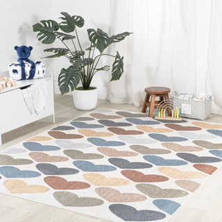 Dila Modern Hearts Geometric Machine-washable Area Rug - JONATHAN Y