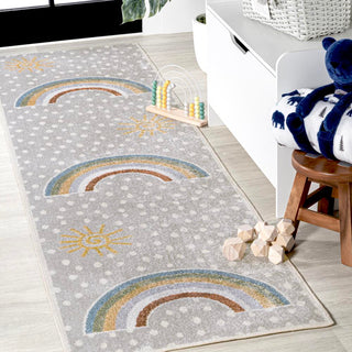 Minha Rainbow Dot Modern Machine-washable Area Rug - JONATHAN Y