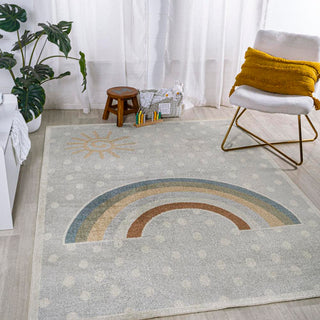 Minha Rainbow Dot Modern Machine-washable Area Rug - JONATHAN Y