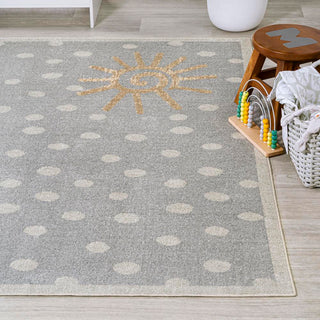 Minha Rainbow Dot Modern Machine-washable Area Rug - JONATHAN Y