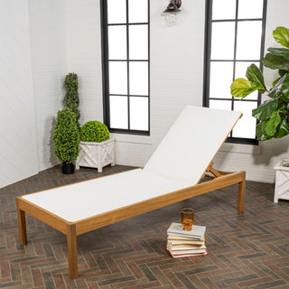 Lagunan 77.56"x26.38" Modern Minimalist Adjustable Acacia Wood Chaise Outdoor Lounge Chair - JONATHAN Y